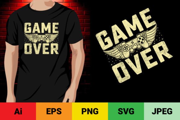 Game Over Typography Graphics for T-Shirt Designs