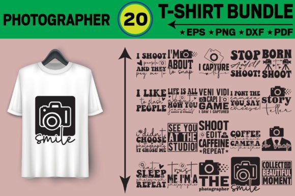 Photographer T-Shirt Design Bundle: Graphics & Designs