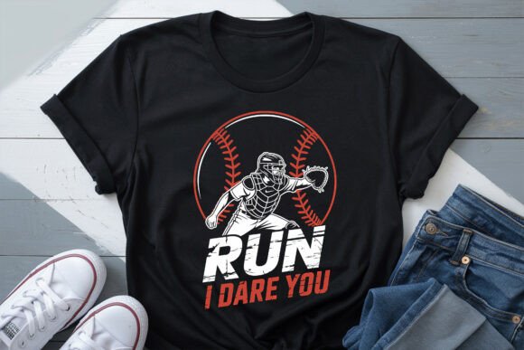 Run I Dare You Retro Baseball Design SVG Graphics