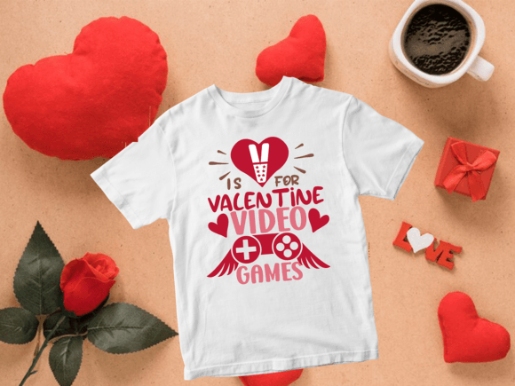 V is for Video Game Gamer Valentine Day Graphics